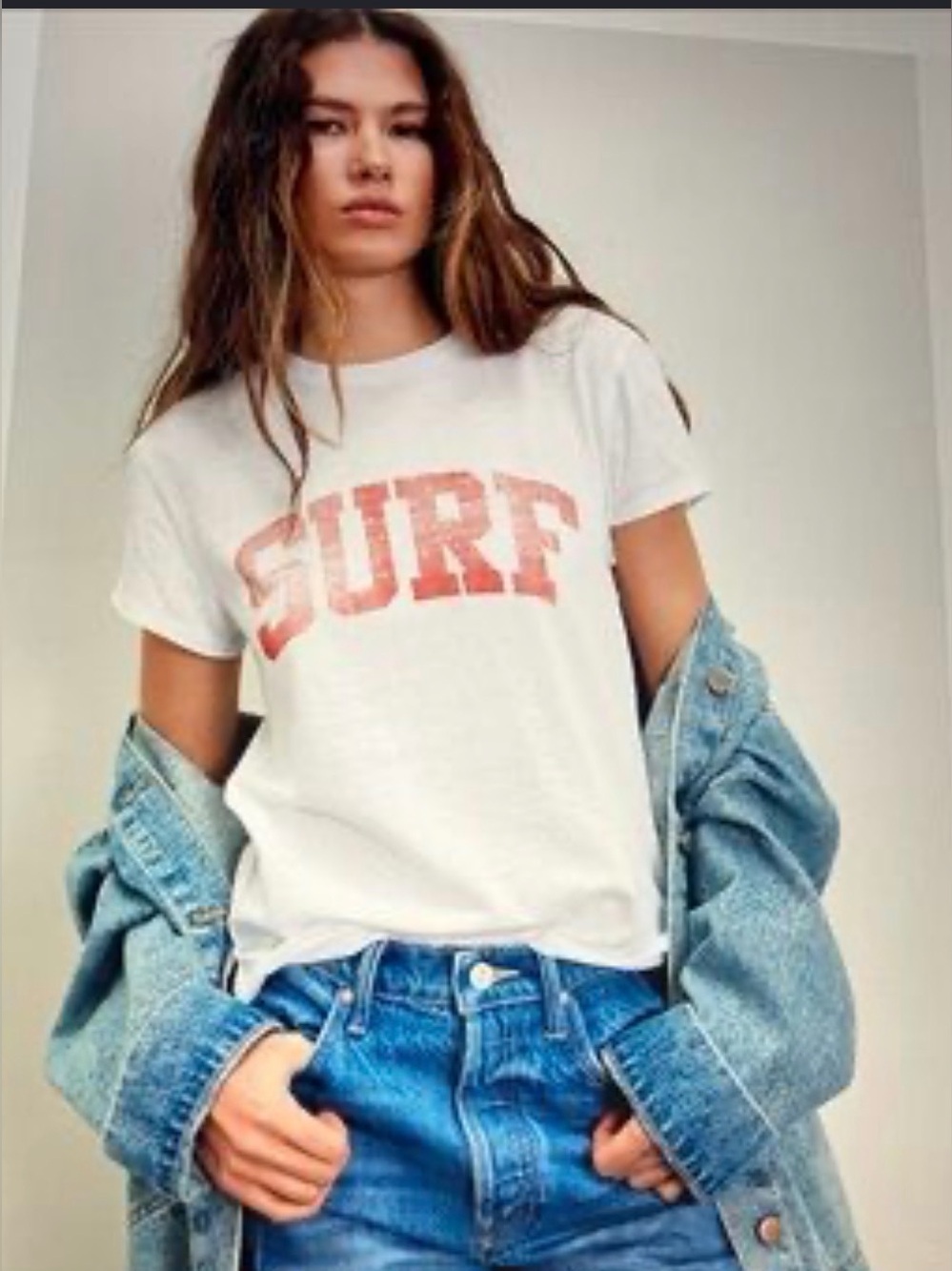 We the Free people white / red surf Tee small